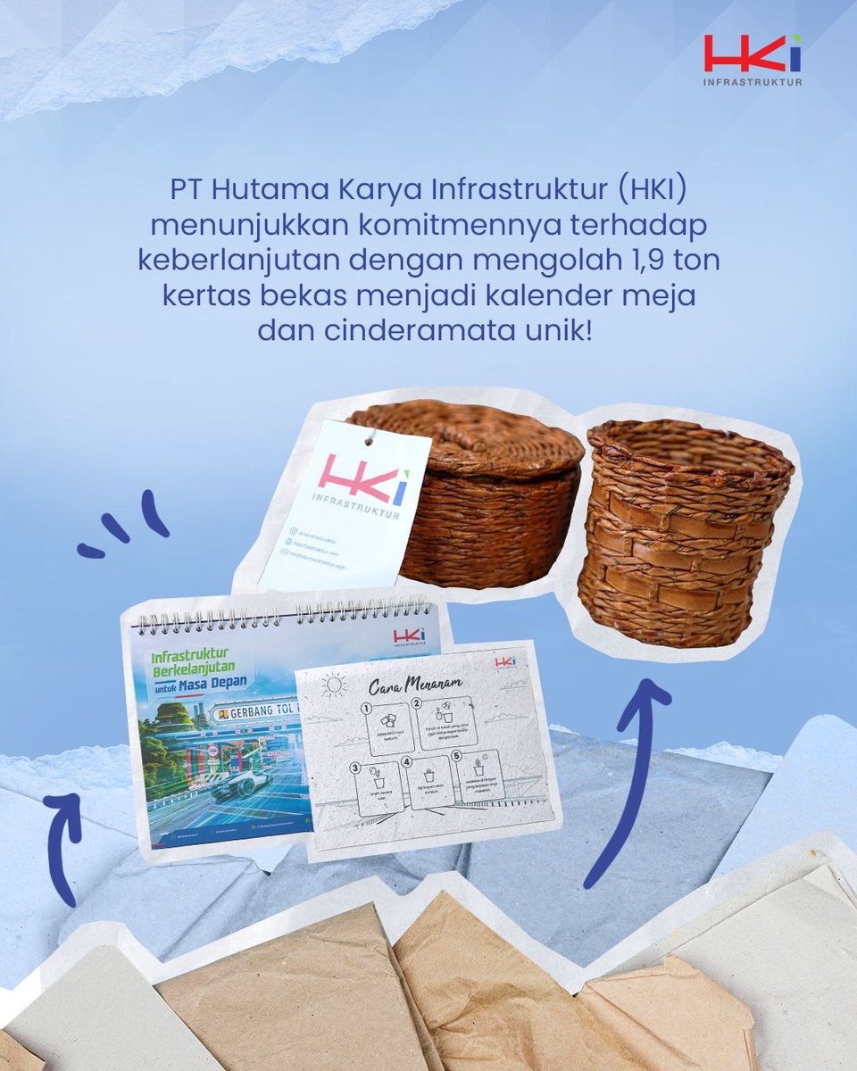 hkinfrastruktur's tweet photo. HKI telah mendaur ulang 1,9 ton kertas bekas menjadi cinderamata korporasi, melibatkan Ibu-ibu Kampung Gang Kodir dan komunitas @salamrancage di Bogor Utara.

Langkah ini merupakan wujud komitmen HKI dalam menerapkan ESG sekaligus memberdayakan perempuan untuk mandiri secara ekonomi.