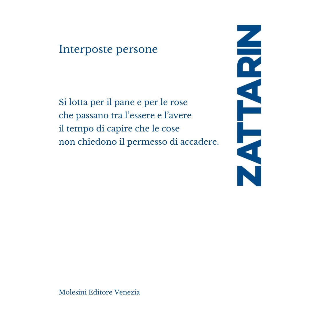 MolesiniEditore's tweet photo. #AlessandroZattarin è saggista, traduttore, pianista, organizzatore di concerti e spettacoli. Con #InterpostePersone Zattarin ci consegna la propria scrittura in versi: https://t.co/fMGqK95Gy5
Vi aspettiamo alla libreria Toletta l'11 aprile, giorno di uscita del libro! https://t.co/cy0G3rS1fU