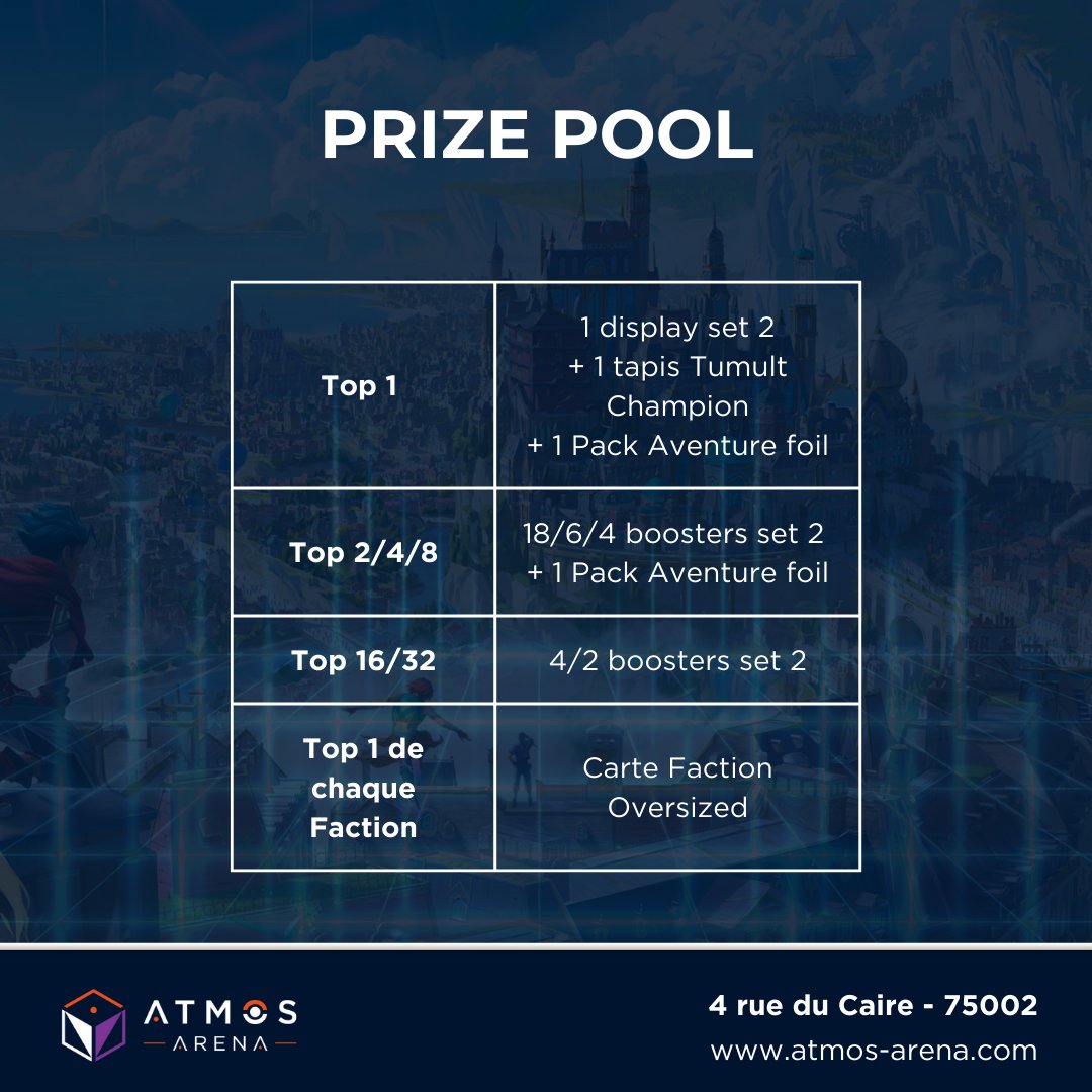 Atmos_Arena's tweet image. Ce samedi, participez à notre tournoi Tumult @Altered_TCG à Atmos Arena Paris !

Des récompenses exclusives, une display pour le gagnant et des boosters pour tous ! #Altered 

Inscriptions ici : atmos-arena.com/event/tournoi-…
