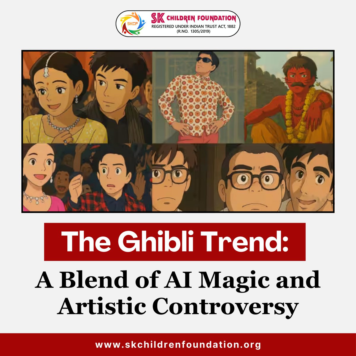 SKCHILDRENFOUN1's tweet photo. The Ghibli AI trend is taking the internet by storm - magical, mesmerizing, and... a little controversial.
Is AI redefining creativity or just copying it?
For more information,visit our website:
https://t.co/QrBHhd7PmP
#GhibliArt #AI #EthicalConcern #Trending https://t.co/AhsxSHvwh5
