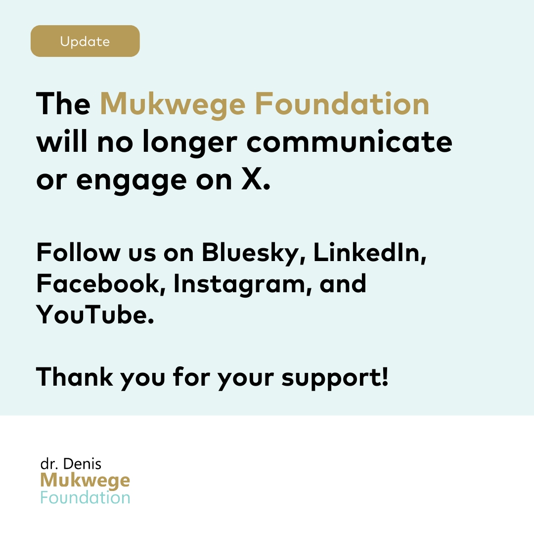 MukwegeFound's tweet photo. As of today, the Mukwege Foundation will no longer communicate or engage on X. We invite you to stay connected with us via our other platforms:

🦋 Follow us on Bluesky: https://t.co/kMAtvDlhZZ

💼 Follow us on LinkedIn: https://t.co/bBTxVN1KOK

Thank you for your support! https://t.co/XR4VrxvCwc