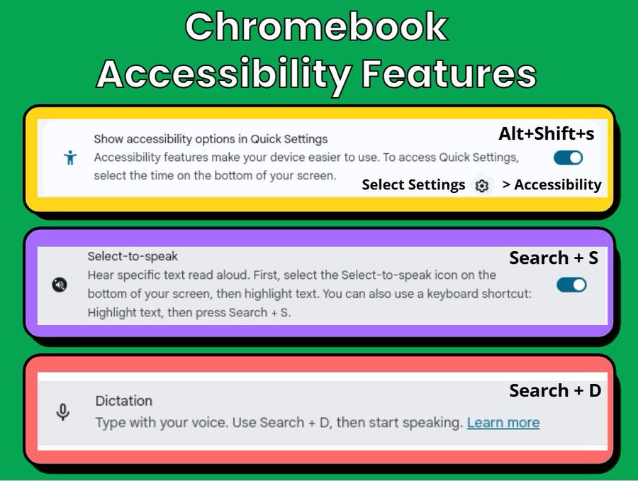 TDSB_AT's tweet photo. π₯#HotTipsTuesday Have you tried using shortcuts to enable the built-in accessibility features in Chromebooks? Use w/@mindomo & @LumioSocial to increase #accessibility
#UDL #AssistiveTechnology #inclusion #tdsb https://t.co/6M3xFHmvrj
