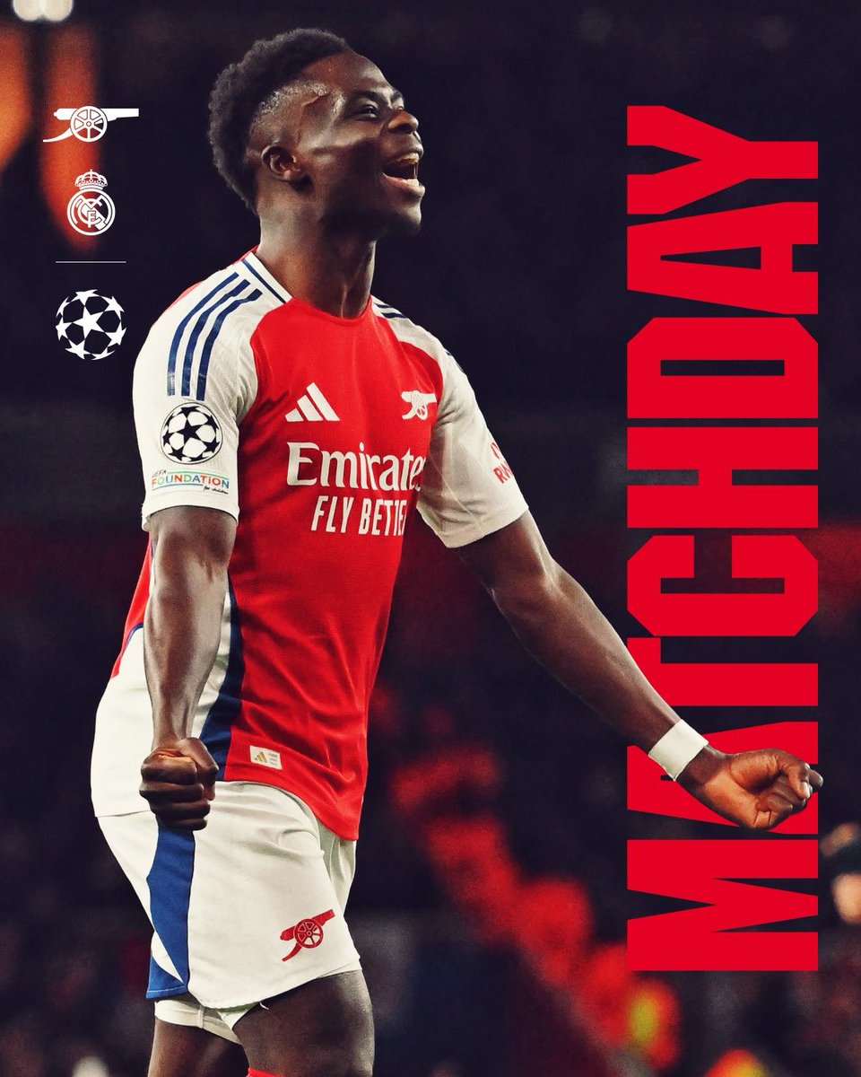 MaxCuz1's tweet photo. 🔴 𝗠𝗔𝗧𝗖𝗛𝘿𝘼𝙔 ⚪️

 🆚 Real Madrid
 🕗 8pm (UK)
 🏆 Champions League
 🏟️ Arsenal Stadium https://t.co/NxBqB08dGS