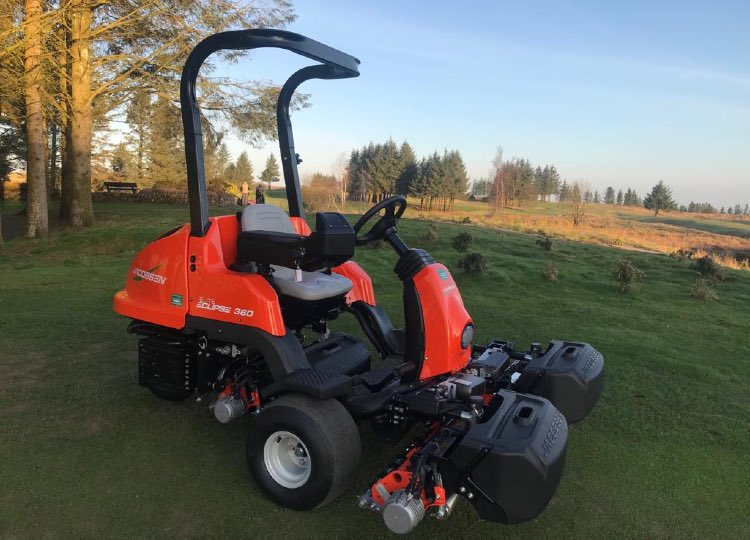 FairwaysGM's tweet photo. Another dip into the machinery archive, back to April 2023, and these @JacobsenTurf machines were all at work around the west of Scotland at football and golfing venues #Jake #signaturecut #spring https://t.co/GZAou6RERi