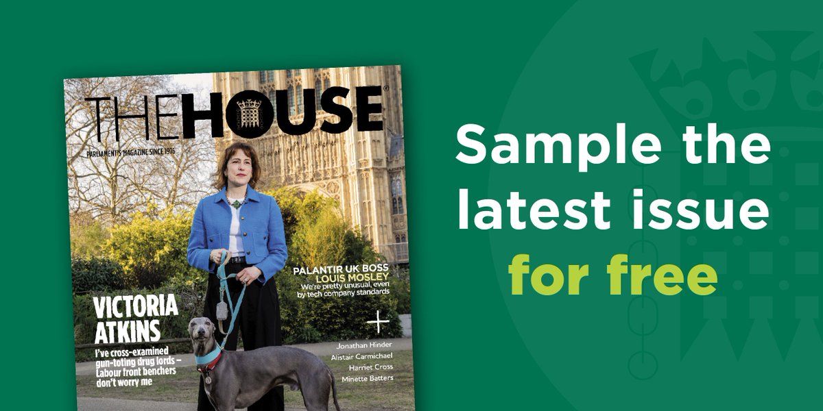🚨 Out now - House 1783: The Food and Environment edition 🚨 
- Victoria Atkins interview
- Why Trump tariffs mean chaos for Northern Ireland
- New Rob Hutton column: kitchen suppers from hell
- Palantir UK boss Louis Mosley speaks
Try a sample: politicshome.com/house-magazine…