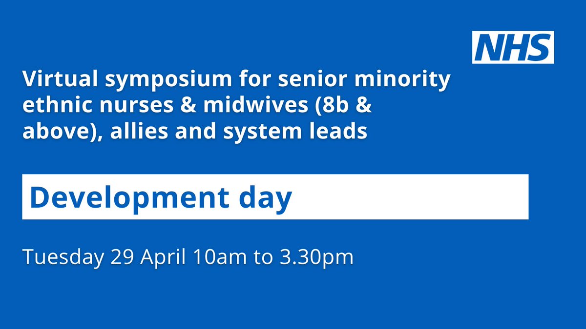 Building on last year’s symposium, this event aims to support work across the NHS in England to increase representation of senior minority ethnic nurses and midwives. #teamCNO
Find out more and register your interest⬇️
events.england.nhs.uk/events/virtual…