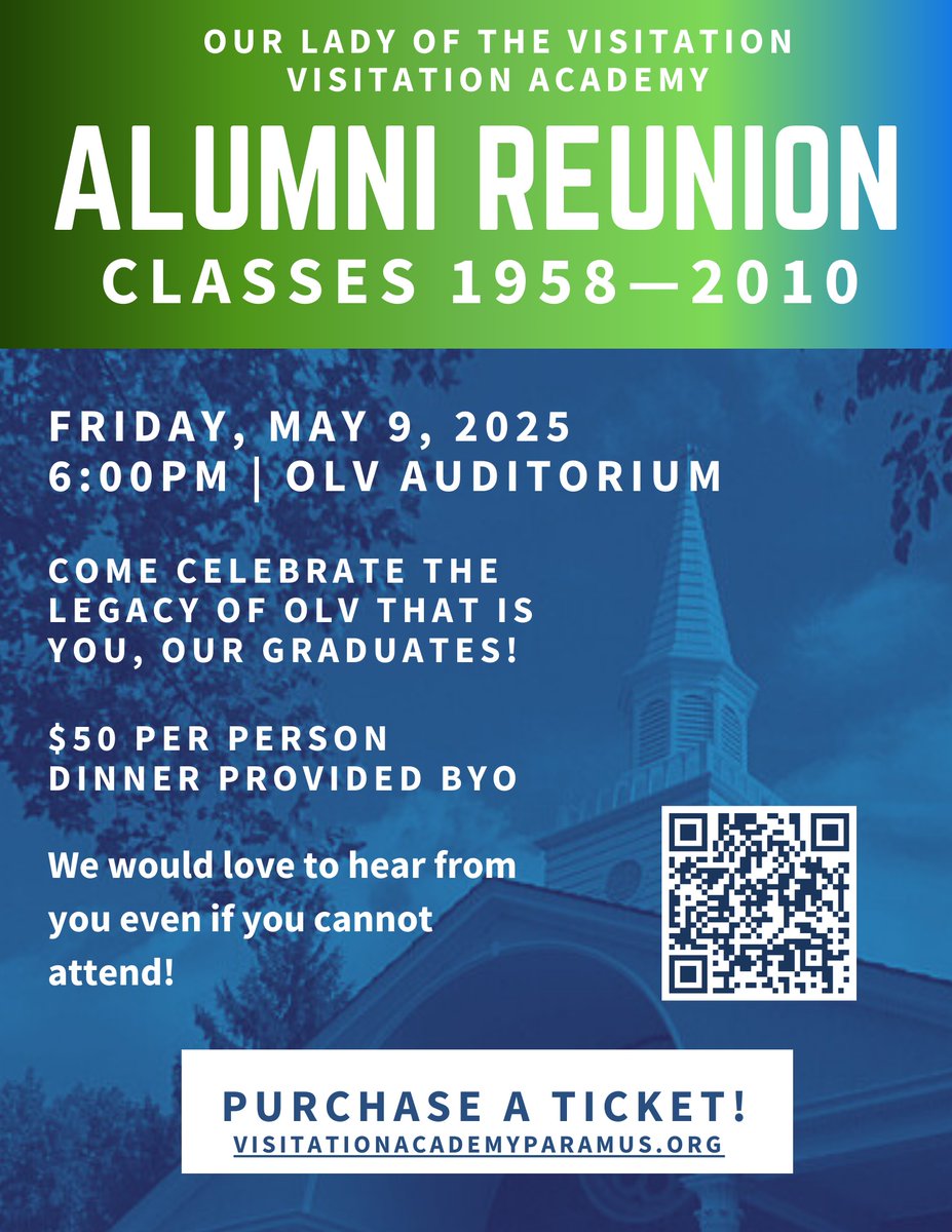 VisitationParam's tweet photo. Alumni Reunion! May 9th. Get a table together of 10 classmates and reserve your tickets today! Please share this post!
https://t.co/xzzVVp9SQO https://t.co/oZX0fPM653