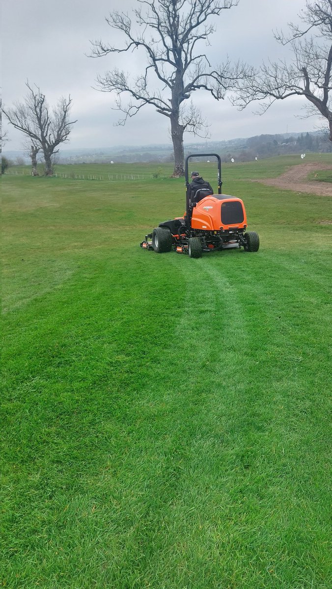 FairwaysGM's tweet photo. Another dip into the machinery archive, back to April 2023, and these @JacobsenTurf machines were all at work around the west of Scotland at football and golfing venues #Jake #signaturecut #spring https://t.co/GZAou6RERi
