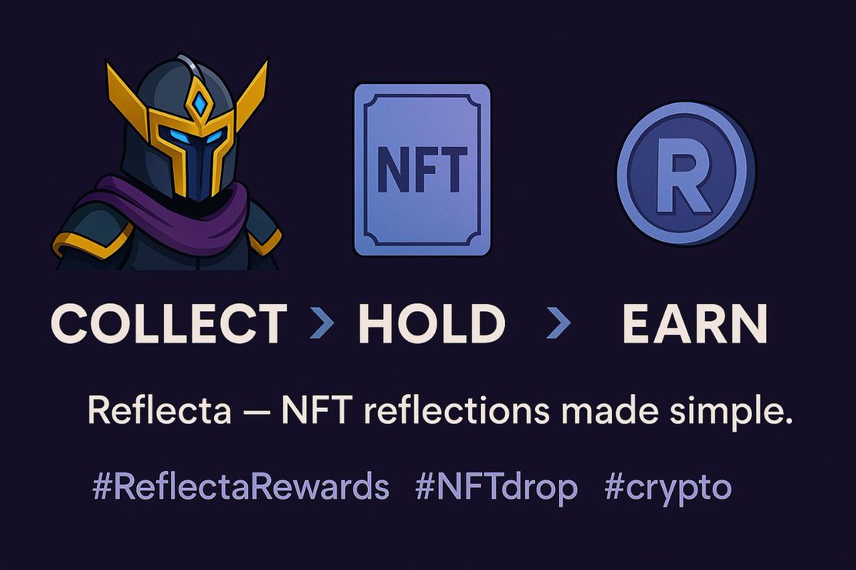 Reflectatoken's tweet photo. ✅️You collect.
✅️You hold.
✅️You earn.
🔄Reflecta — NFT reflections made simple.

#ReflectaRewards #NFTdrop #crypto #BSC #BSCGemsAlert #BNB #cryptomarket #cryptonews https://t.co/gMpCjEQF50