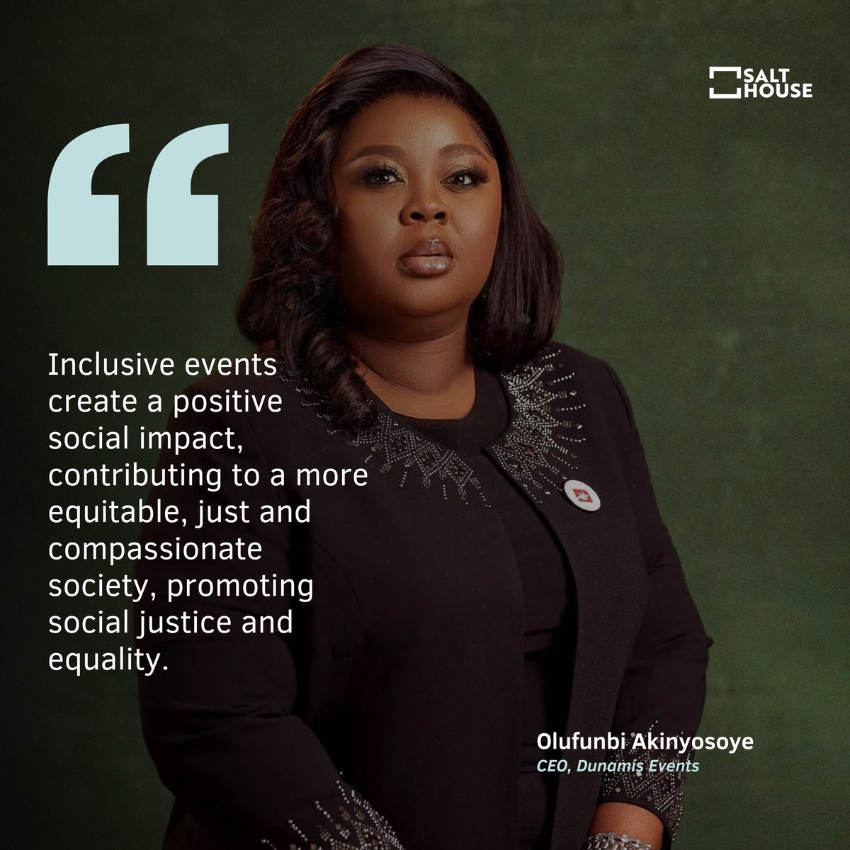 Our spotlight for the week is Olufunbi Akinyosoye, CEO of Dunamis Events and Ex-President, APPOEMN.

“Inclusive events create a positive social impact, contributing to a more equitable, just, and compassionate society.” 

Events that embrace inclusivity challenge barriers.