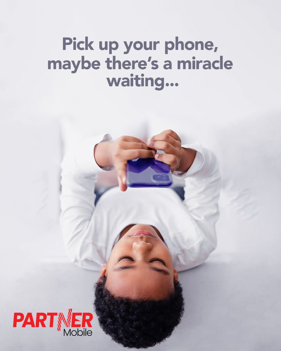 partnermobileng's tweet photo. You never can be so sure of the miracle that awaits you.... Just pick up your phone 😉
#PartnerMobile https://t.co/S7cKcJIhGf