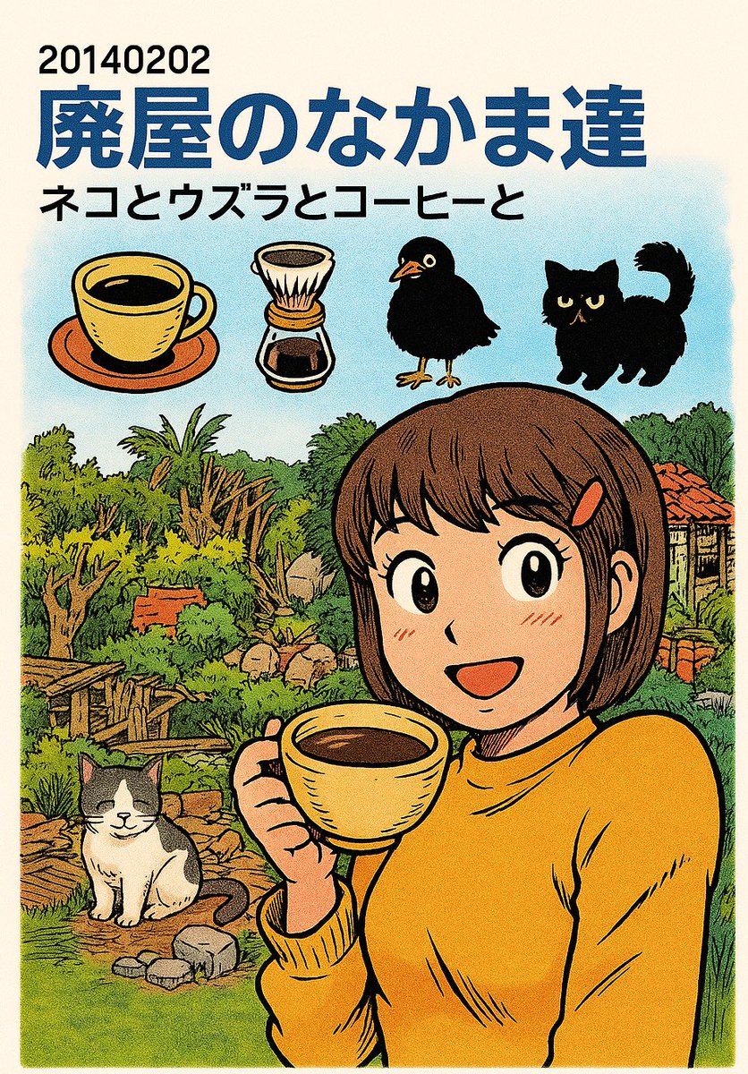 過去の同人誌を1冊のコミックスに集めました「廃墟のなかま達」
線画をAIに入れたら何故かこうなる😅何故か背景に猫居るし

https://t.co/isTLY8fhfF 