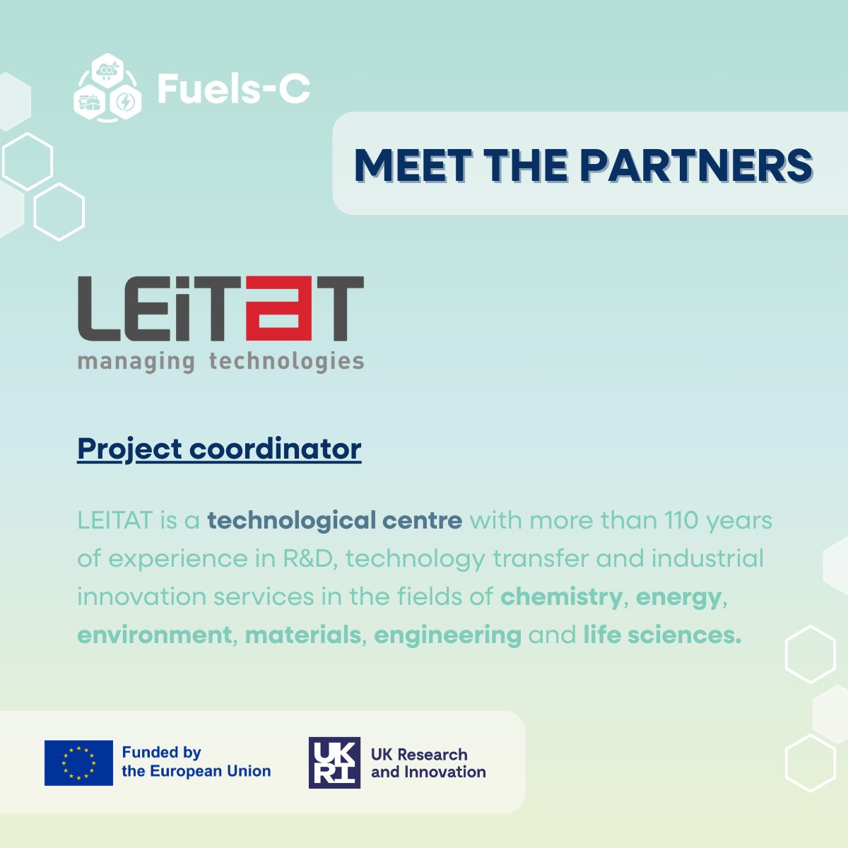 Meet the #FuelsC consortium partners! <a href="/Leitat/">Leitat</a> is the project coordinator and WP4 leader, and will develop different #biofuel technologies:
- AD-BES for biogas production
- EMG-BES for conversion of CO2 to CH4
- N-recovery BES for ammonia production