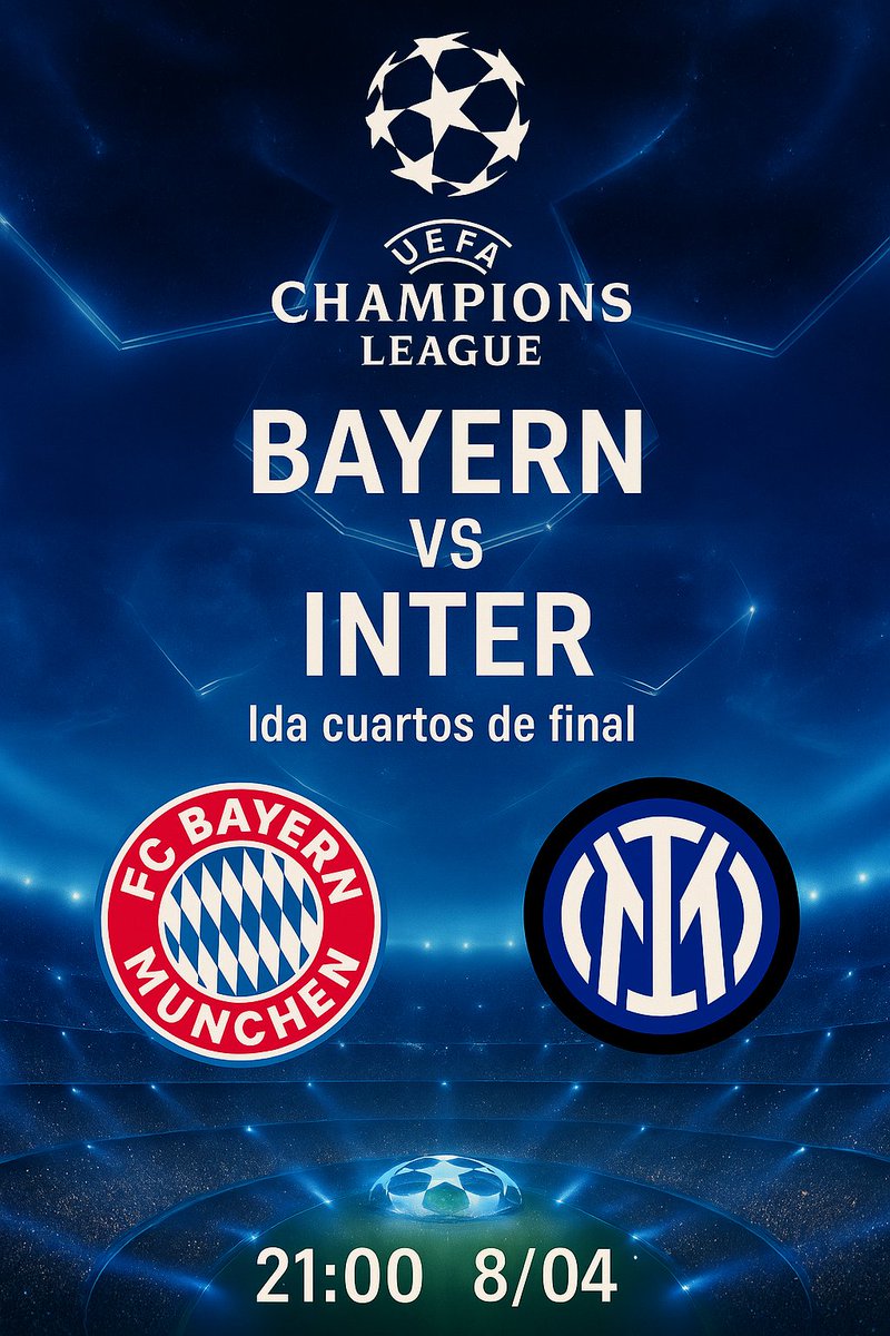 ElUltimoReplay's tweet photo. ⚔️ DUELO DE CAMPEONES EN MÚNICH ⚔️
🔴 Bayern vs Inter
🏆 Ida - Cuartos de final
📍 Allianz Arena
🕘 21:00 | 📅 8/04/2025
❌ Musiala, gran baja en los bávaros por lesión.
🔥 Kane lidera a un Bayern que quiere asustar Europa.
⚫🔵 Inter llega lanzado siendo líder en la Serie A.
📜 Su último cruce en Champions fue en 2022 (fase de grupos):
▪️ Bayern 2-0 Inter
▪️ Inter 0-2 Bayern
Ahora, todo está en juego.
#UCL #ChampionsLeague #BayernInter