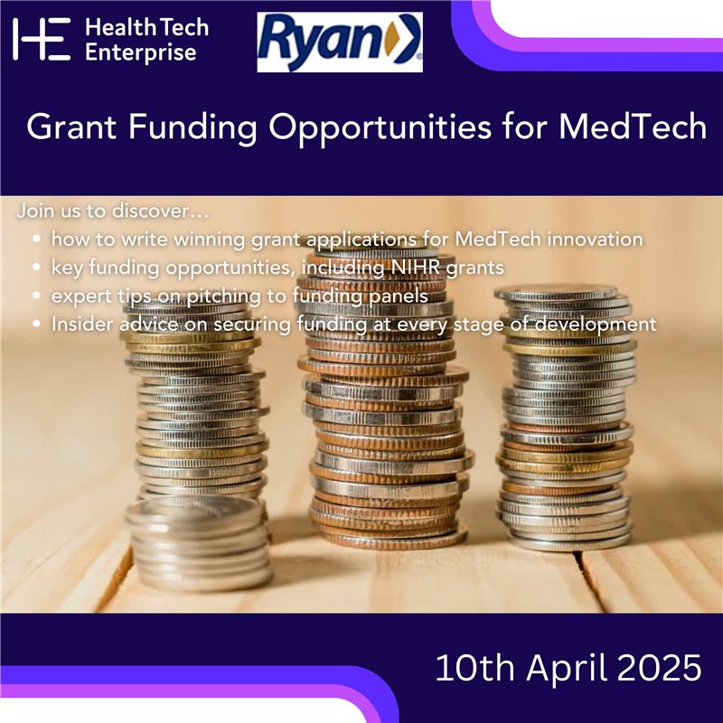 🚀 Developing a new medtech innovation? Grant funding is essential—but competitive, complex, and often last-minute.

🌐 Join our April 10 webinar to learn how to find and win grants like NIHR i4i.
🩺 With insights from HTE &amp; <a href="/RyanTax/">Ryan</a> experts.

🆗 Register: bit.ly/422qF5C