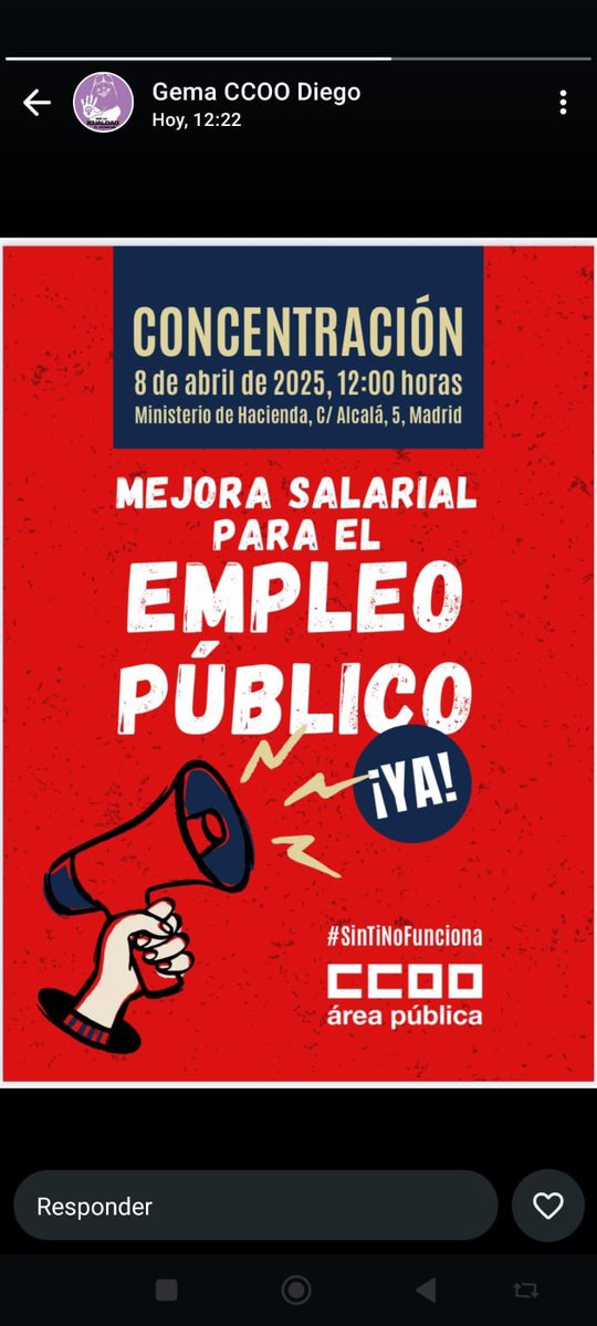 El Sector de la Administración Autonómica de Madrid está en la concentración para reivindicar los derechos de los/as empleados/as públicos/as

Solución a la jubilación parcial
Subida del 0,5 % del 2024
Mejoras salariales 

#SinTiNoFunciona