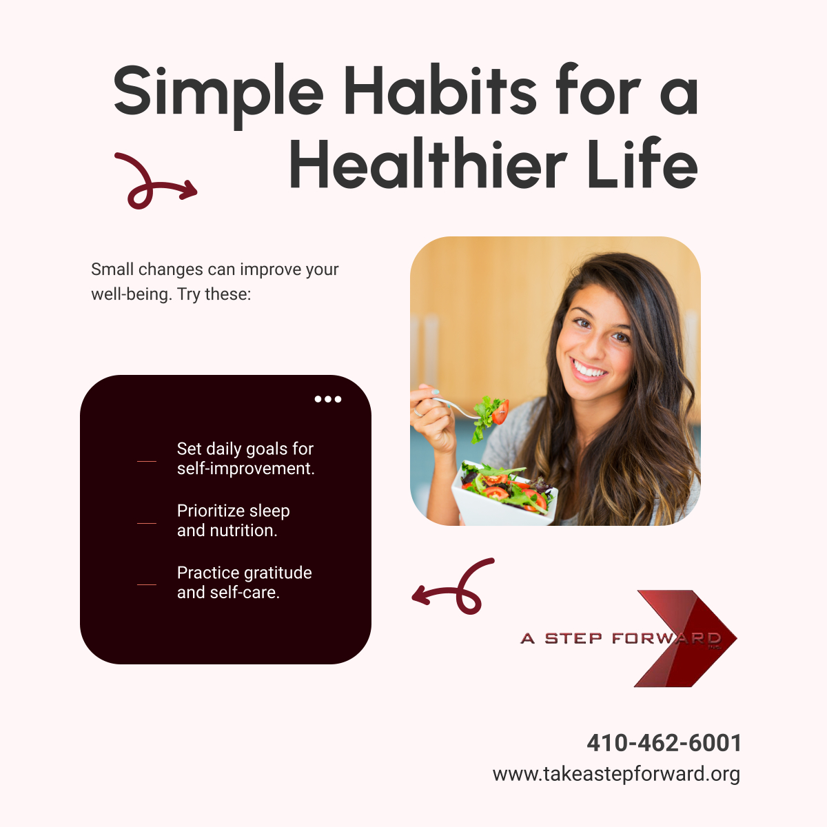 astepforwardi's tweet photo. A healthier life starts with small changes. Set goals, focus on well-being, and stay grateful. 

#BaltimoreMD #NonProfitOrganization #HealthyLiving https://t.co/WndoNuK7au