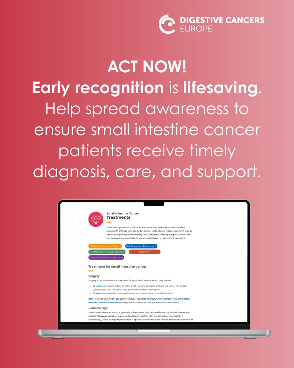 dice_europe's tweet photo. Did you know that small intestine cancer accounts for less than 5% of all gastrointestinal cancers in Europe?
This section of the gut doesn't get much spotlight — and neither do the patients facing it.
#RareCancers #SmallIntestineCancer https://t.co/y5ks9CRteJ