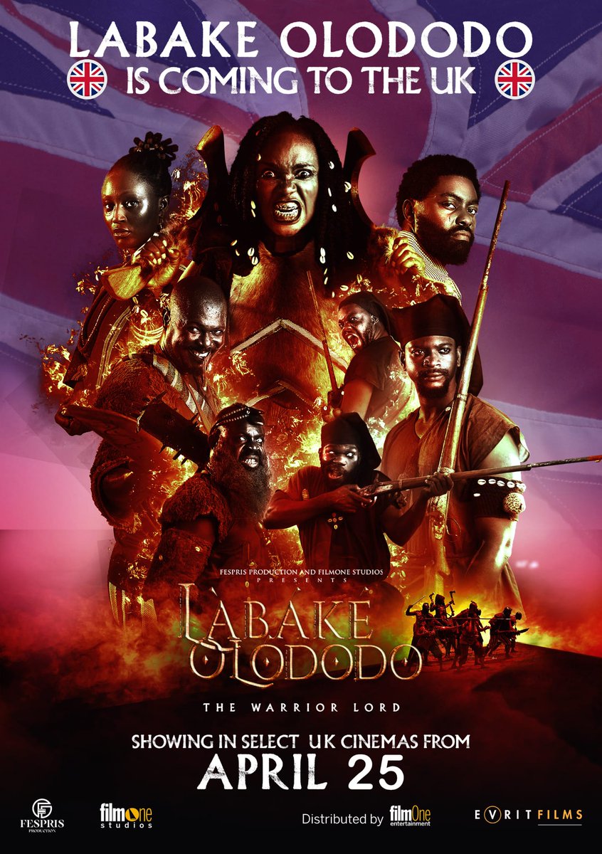 evritfilms's tweet image. One for our UK FANS 🇬🇧!!
LABAKE OLODODO: The Warrior Lord is making its way to UK cinemas on the 25th of April 💃🕺
Showtimes and locations are coming soon…
Distributed by @filmoneng
UK distributor: @evritfilms

COUNTDOWN BEGINS!

#LabakeOlododo #LabakeOlododoinUkCinemas