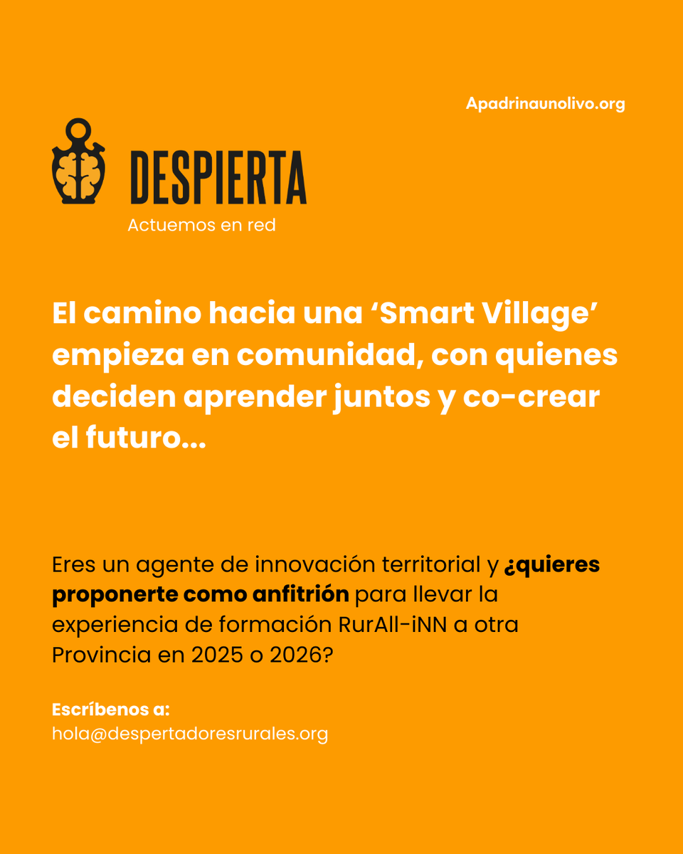 🌄🏘️💻 1er Retiro Rural Formativo en Inteligencia Artificial.

Oliete es una localidad orientada a la innovación, comprometida con la creación de capacidades locales para convertirse en una Smart Village, desde la base.

✨Link de inscripción 
despertadoresrurales.org/eventos/1er-re…