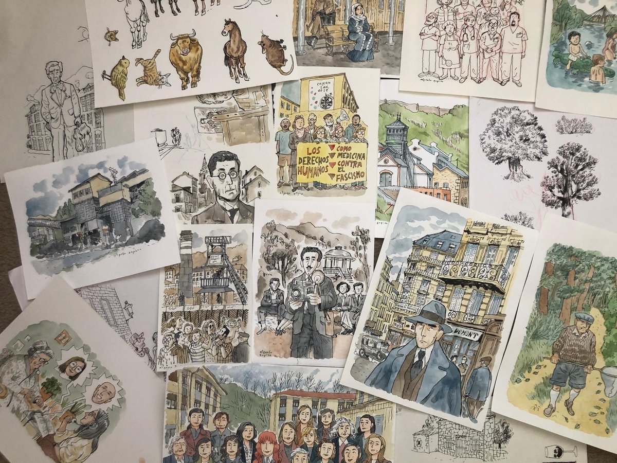 Preparando una exposición de ilustraciones sin ningún criterio, ni orden, ni concierto; como a mí me gustan.
Una muestra de "dibujos dispersos" que dispersaremos por los tres distritos de San Martín del Rey Aurelio.
¡Pronto!