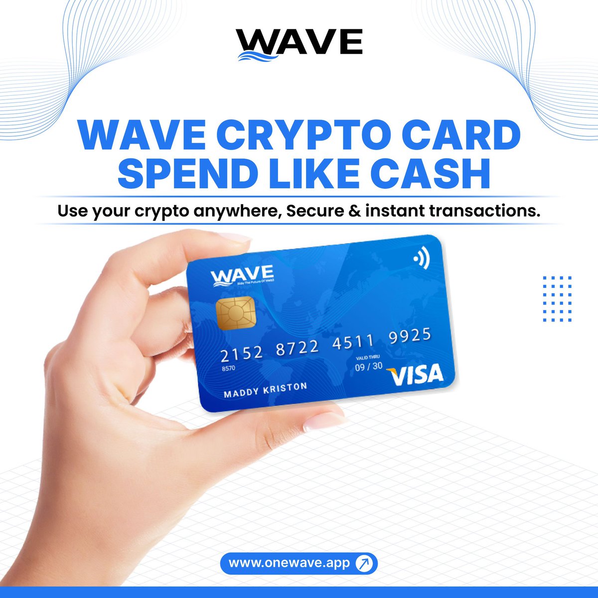 onewaveapp's tweet photo. WAVE Crypto Card – Spend Like Cash 💳
Use your crypto anywhere with secure, instant transactions. 🔐⚡
🔗 Visit: https://t.co/uxXYZZDzTw
#onewave #wavecard #cryptocard #spendcrypto #web3 #crypto https://t.co/c28omqxKt9