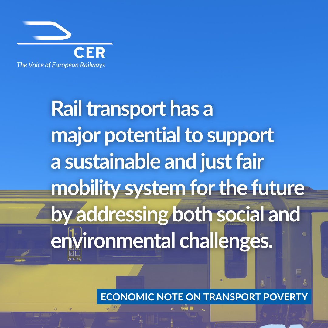 Transport poverty is a growing issue in the EU.

The #SocialClimateFund offers a significant opportunity to promote fair, greener mobility solutions.

Read the latest CER economic note, where we examine how rail transport can help address this challenge📝cer.be/cer-reports/ec…
