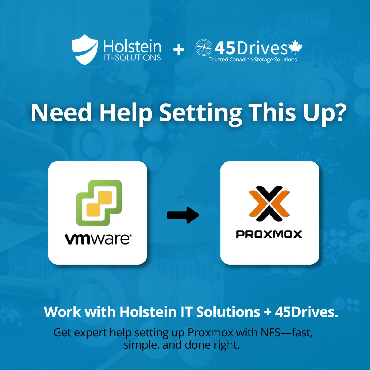 holstein_it's tweet photo. Let’s simplify your infrastructure—without losing the features you love.

👉 Stay updated! Follow us on:
Facebook: https://t.co/3pLRjskile
LinkedIn: https://t.co/JBXBbUkD3L
Instagram: https://t.co/1LnXkxvJ2T

#Proxmox #VMwareMigration #LiveMigration #Proxmox #NFStorage #45Drives https://t.co/iWYkHOAlMz