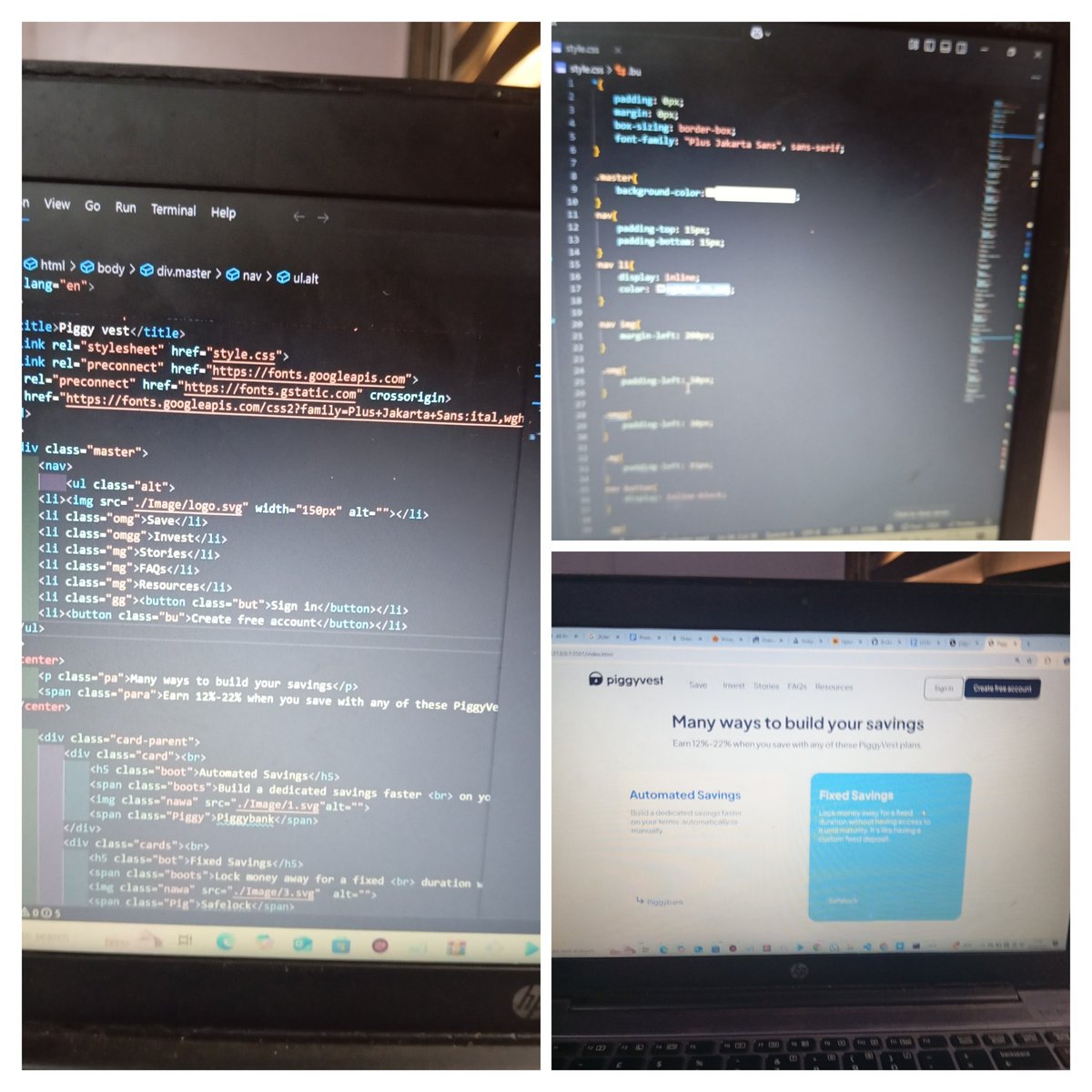 _DaveTheDev_'s tweet photo. Using HTML and CSS 
Was asked to clone piggyvest Landing Page https://t.co/OPlGKE2Cf7
