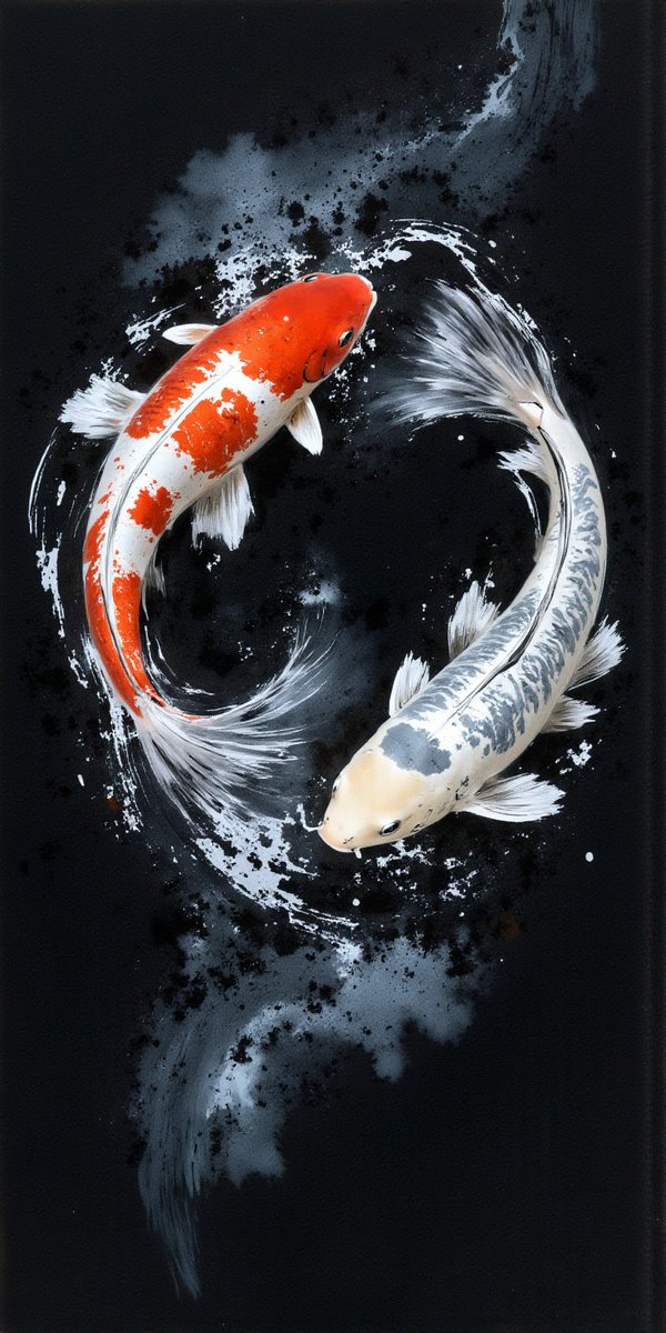 MingStar's tweet photo. Yin &amp; Yang #aiart #koi #fish https://t.co/XzW1QtvvCO