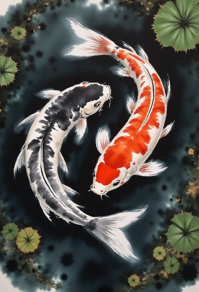 MingStar's tweet photo. Yin &amp; Yang #aiart #koi #fish https://t.co/XzW1QtvvCO