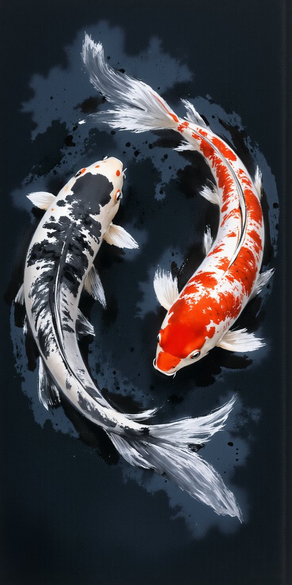 MingStar's tweet photo. Yin &amp; Yang #aiart #koi #fish https://t.co/XzW1QtvvCO