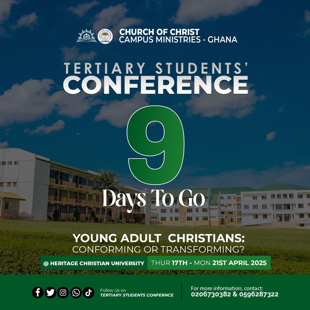 COCTSC_gh's tweet photo. 9 Days to Go!
Get ready for the TSC'25
Let’s grow, connect, and be transformed together!
#TSC25
#TransformNotConform
#YoungChristianAdults https://t.co/CHZIis5Tgx