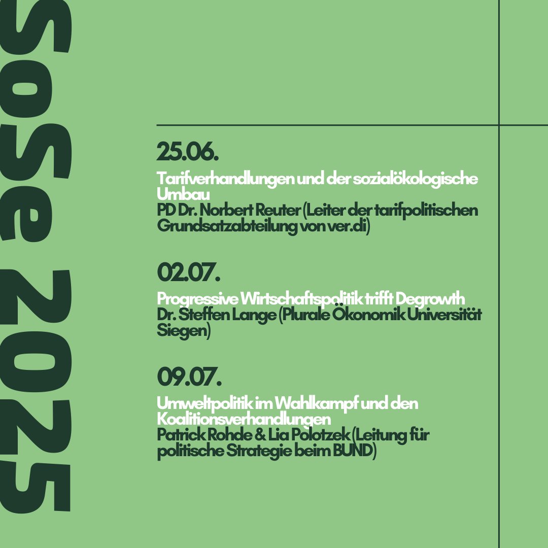 Ringvorlesung an der Uni Siegen: “Von Tech-Oligarchie bis antifaschistische Wirtschaftspolitik”

Wann? Mittwochs, 10:00–11:15 Uhr – online via Webex
Teilnahme: Offen für alle – kostenlos &amp; ohne Anmeldung! Mehr Infos &amp; Zugangsdaten: wiwi.uni-siegen.de/wiwi/plurale-o…