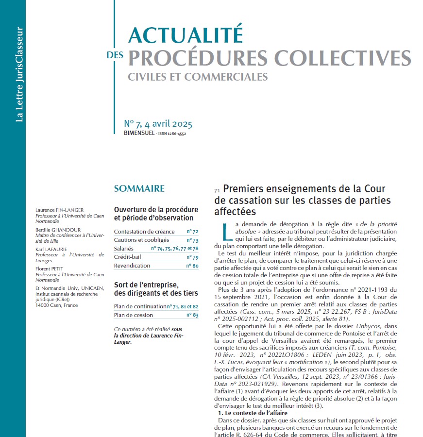 📢 Le 7e numéro de l’Actualité des procédures collectives du 4 avril 2025, réalisé sous la direction de
Laurence Fin-Langer, est en ligne sur #LexisNexis !

lexis360intelligence.fr/revues/Actuali…
