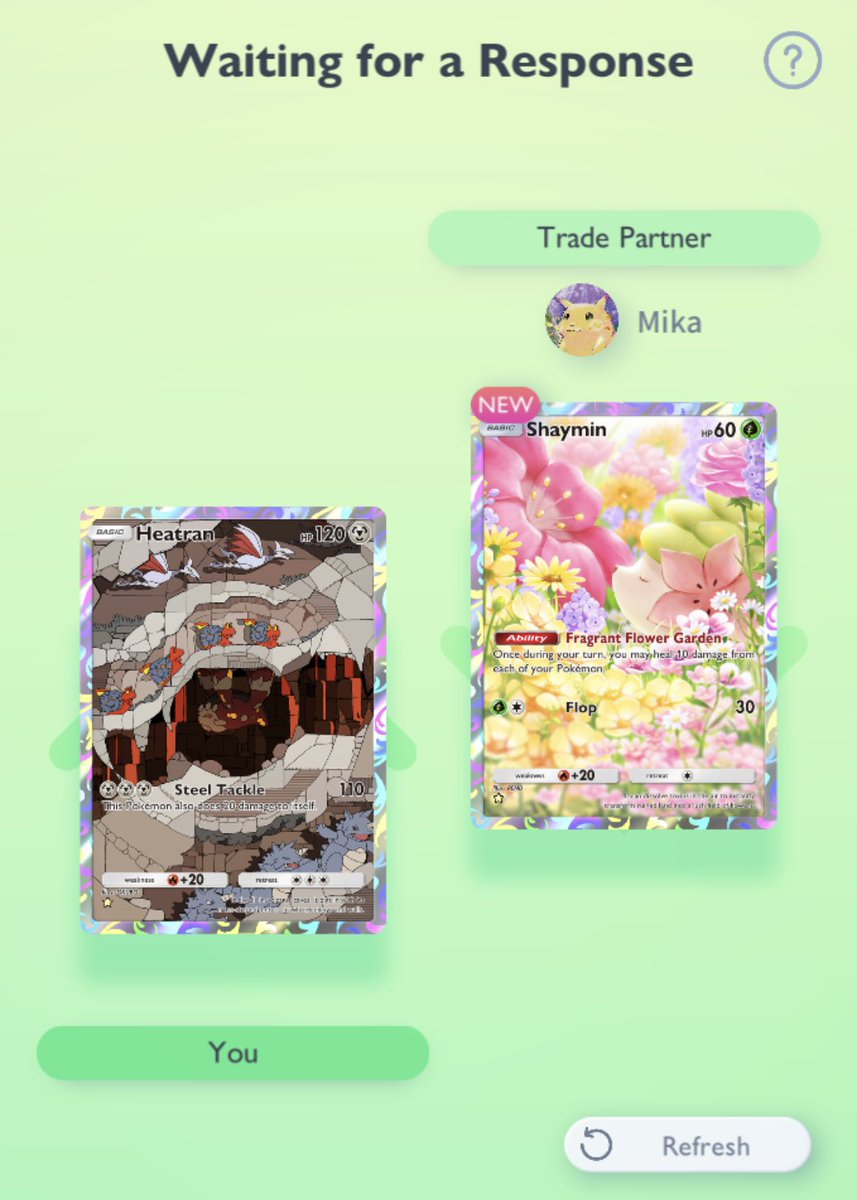 ohgodpickles's tweet photo. mika gave me the shaymin card i wanted and its so cute and pretty ^-^ #HappyBean https://t.co/Muf76d6XmW