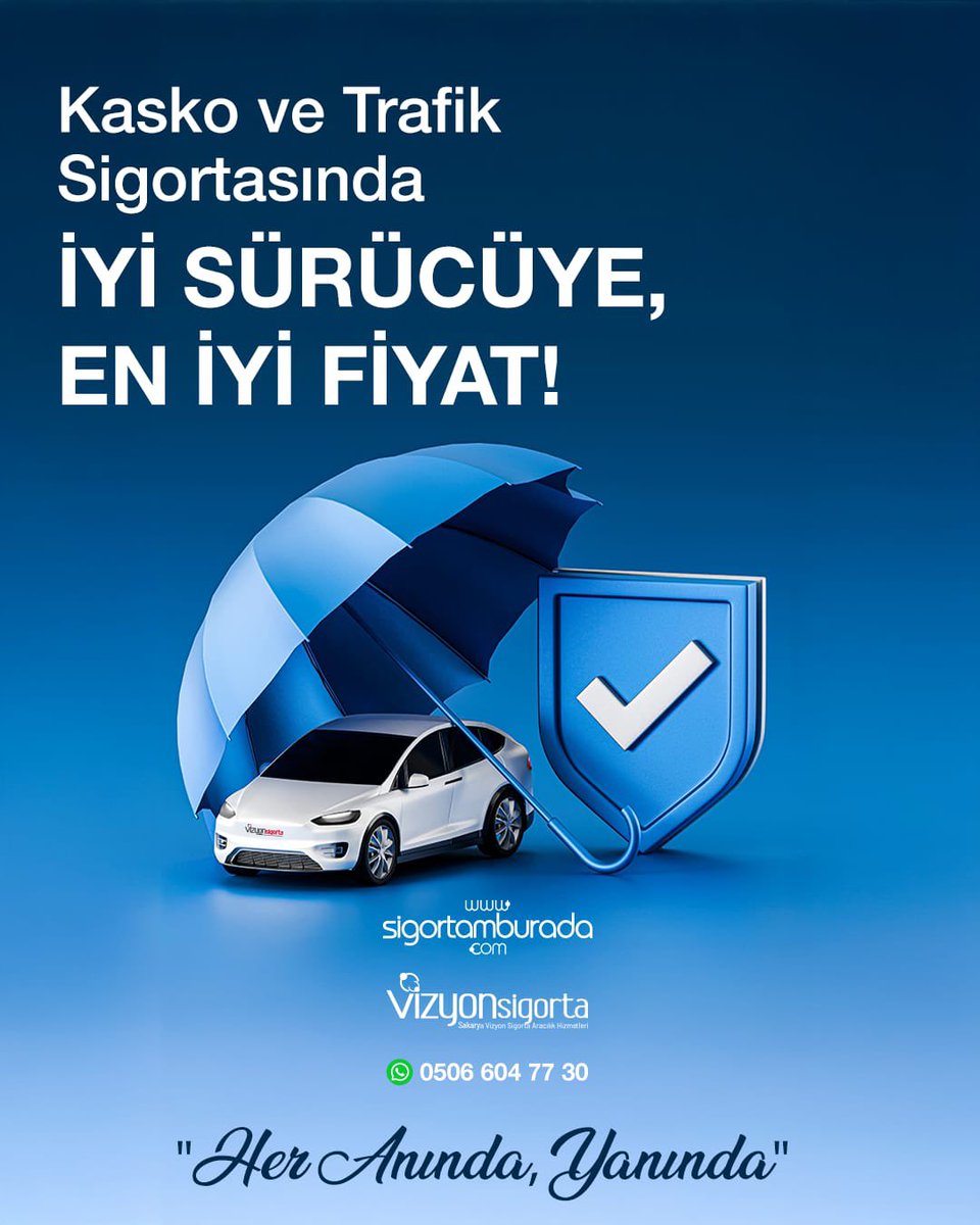 VizyonSakarya's tweet photo. İyi Sürücüye, En İyi Fiyat! 💪🏻
Kasko ve Trafik Sigortasında en avantajlı fiyatlar Sakarya Vizyon Sigorta’da!
Aracınızı güvence altına alın, kafanız rahat olsun.

📞Teklif almak çok kolay:
WhatsApp: 0506 604 77 30
https://t.co/A7ar1LKXrB

“Her Anında, Yanında” https://t.co/qm4iK50GzP
