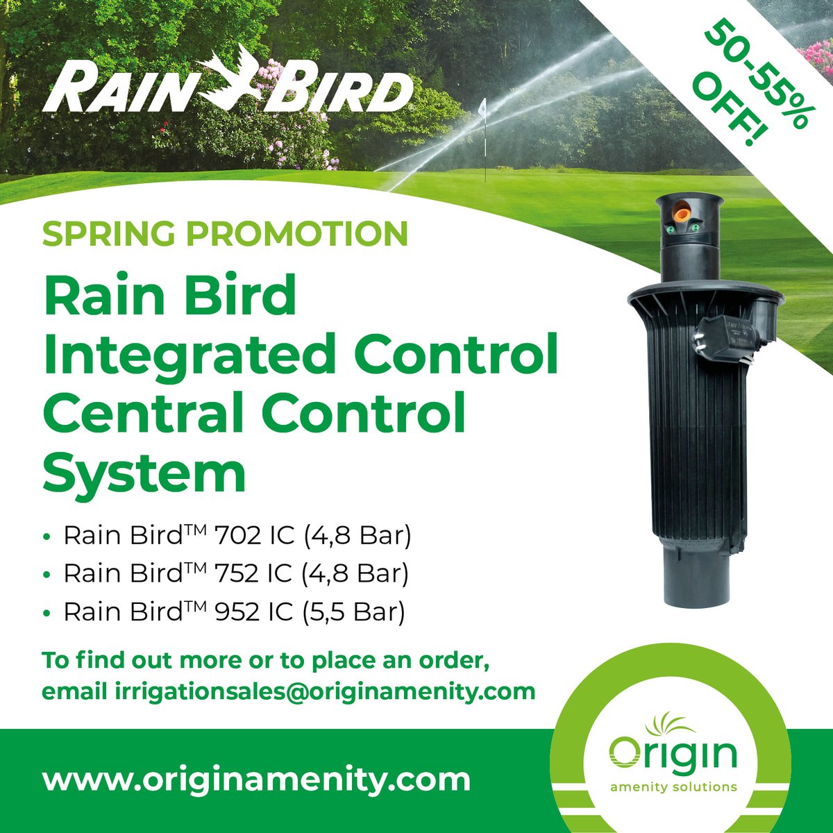 Origin Amenity Solutions (@originamenity) on Twitter photo Have you taken advantage of the <a href="/rainbirdgolfuk/">Rain Bird Golf - UK & Ireland</a> #SpringPromotion yet?
You could save up to 55% off your rotors and other #irrigation necessities this spring including IC Systems, but be fast as the offer expires on June 30th 2025!
Email us on irrigationsales@originamenity.com Have you taken advantage of the <a href="/rainbirdgolfuk/">Rain Bird Golf - UK & Ireland</a> #SpringPromotion yet?
You could save up to 55% off your rotors and other #irrigation necessities this spring including IC Systems, but be fast as the offer expires on June 30th 2025!
Email us on irrigationsales@originamenity.com
