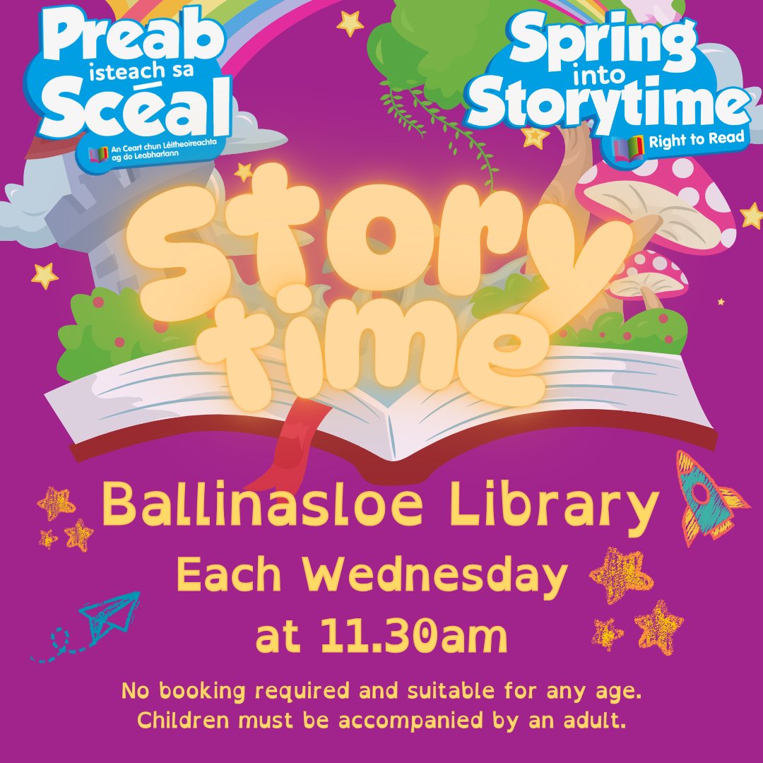 EDBallinasloe's tweet photo. Don't forget to join us tomorrow morning at 11:30am for a fun filled storytime at the library!
#LoveLibraries #StoryTime
#SpringIntoStorytime #PreabIsteachSaScéal
@LibrariesGalway @LibrariesIre @BallinasloeLife https://t.co/odVdStgnss