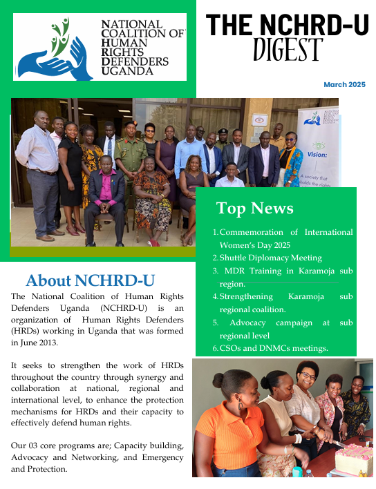NCHRDs-UG (@nchrd_ug) on Twitter photo 📢 Hello our esteemed stakeholders, our Quarter 1 Newsletter is out!
Catch up on key highlights, milestones, and activities from the first three months of 2025. 💪🏽✨
📥 Read it here 👉hrdcoalition.ug/wp-content/upl…
<a href="/NLinUganda/">Embassy of the Netherlands in Uganda</a> <a href="/DKinUganda/">Denmark in Uganda</a> <a href="/DanishMFA/">Denmark MFA 🇩🇰</a> <a href="/SweMFA/">Swedish Ministry for Foreign Affairs</a> <a href="/SwedeninUG/">Embassy of Sweden in Kampala</a> <a href="/DCAUganda/">DanChurchAid Uganda</a> 📢 Hello our esteemed stakeholders, our Quarter 1 Newsletter is out!
Catch up on key highlights, milestones, and activities from the first three months of 2025. 💪🏽✨
📥 Read it here 👉hrdcoalition.ug/wp-content/upl…
<a href="/NLinUganda/">Embassy of the Netherlands in Uganda</a> <a href="/DKinUganda/">Denmark in Uganda</a> <a href="/DanishMFA/">Denmark MFA 🇩🇰</a> <a href="/SweMFA/">Swedish Ministry for Foreign Affairs</a> <a href="/SwedeninUG/">Embassy of Sweden in Kampala</a> <a href="/DCAUganda/">DanChurchAid Uganda</a>