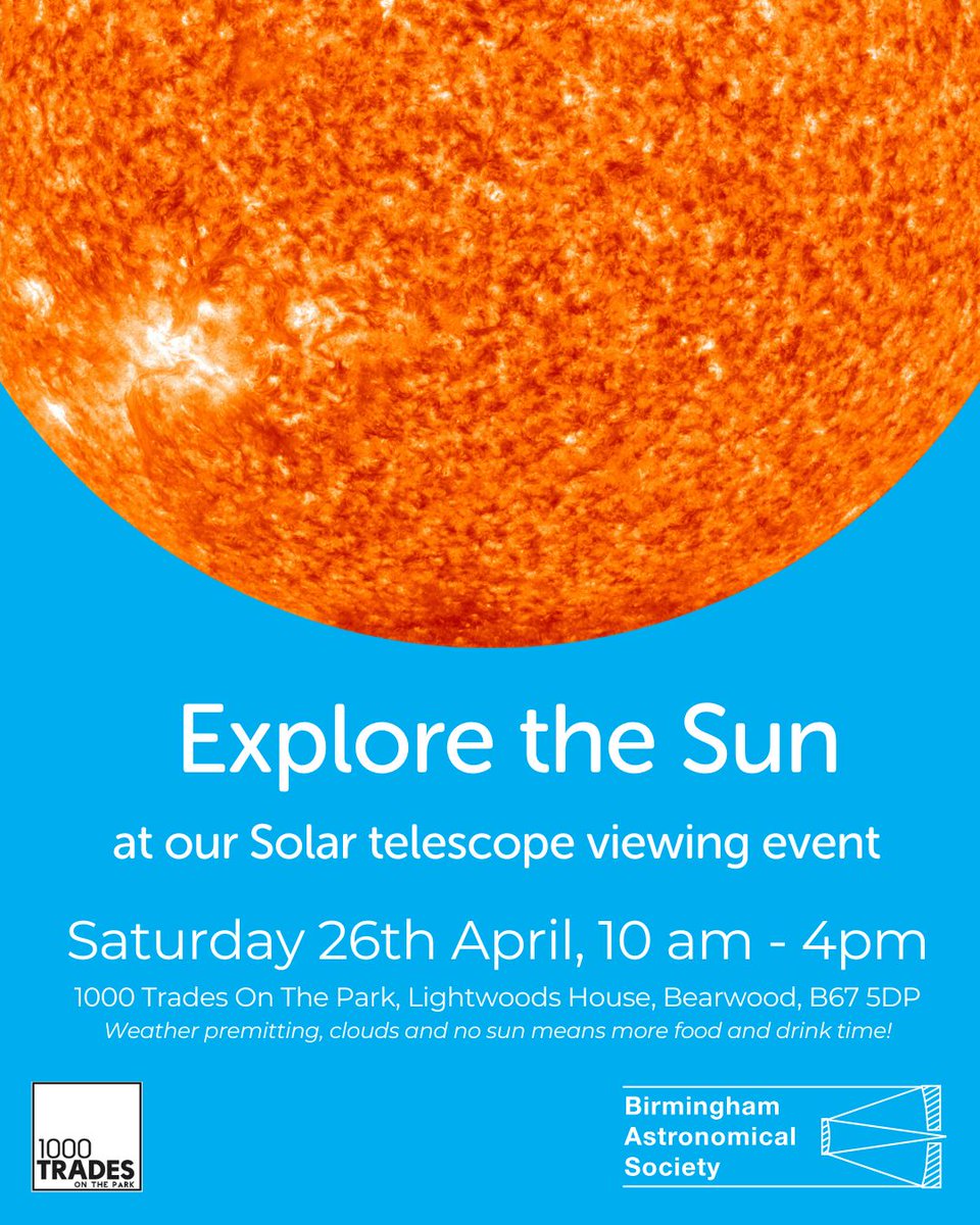 😎 join us on 26th April for solar observing @1000tradesOTP 10am to 2pm, weather permitting #solar #astronomy #daytimeastronomy #sun