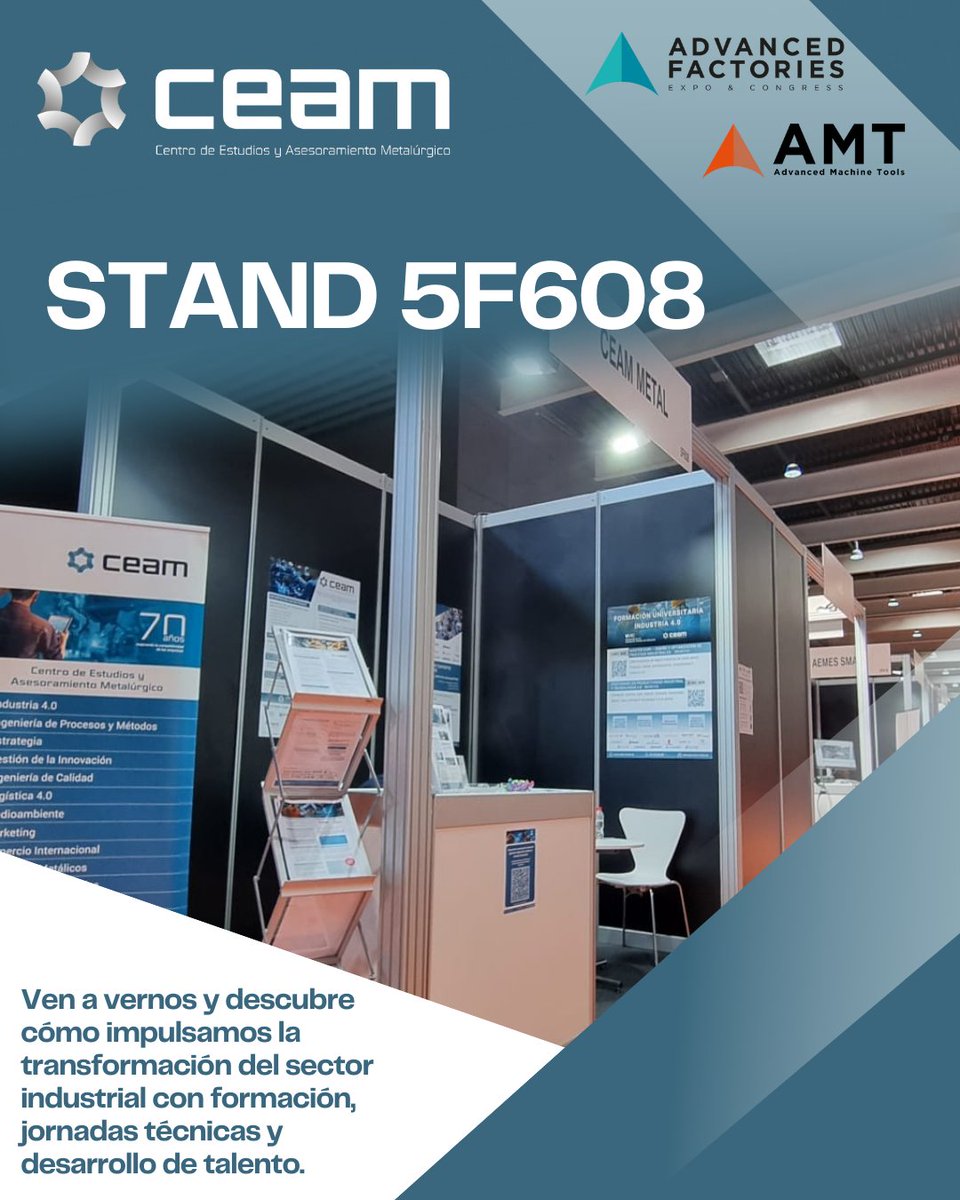 CEAMmetal's tweet photo. ¡Ya estamos en #AMT2025!
Visítanos en el stand 5F608 de CEAM y descubre todo lo que podemos hacer por tu empresa:
🎓 Formación
⚙️ Consultoría
💼 Talento joven
🔩 Industria 4.0
¡Te esperamos!
#Industria #FormaciónIndustrial #CEAM https://t.co/uKZIJTSRyw