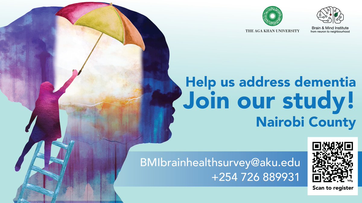 AKU_BMI's tweet photo. Contribute to dementia research! Participate voluntarily in our survey and share your insights on beliefs, knowledge, and behaviours related to dementia prevention among Kenyan adults.

Scan the QR code below or click this link to take the survey ➡️ https://t.co/dcCGUfxGLB

#DementiaPrevention #DementiaAwareness #BrainHealth