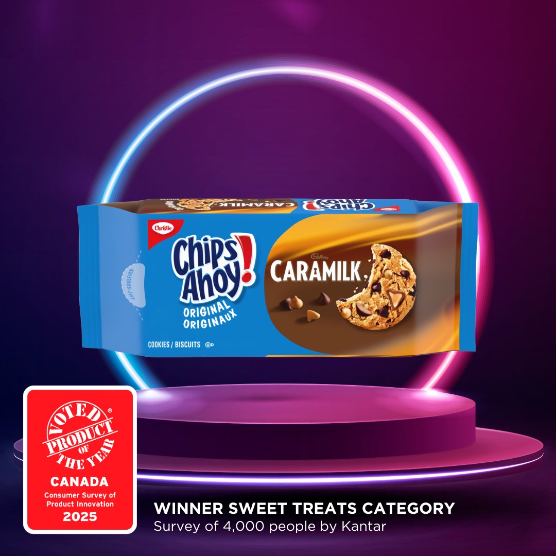 Congratulations Mondelez Canada on winning the 2025 Product of the Year Canada Award in the Sweet Treats category with your Chips Ahoy! Caramilk.

#POYCanada2025 #productoftheyear #innovation #awardwinning #winner #newproducts #whattobuy #sweets #cookies