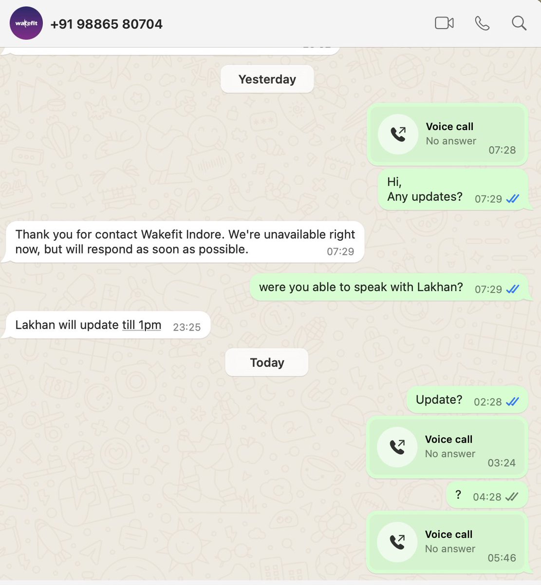 adityabansal98's tweet photo. Pathetic experience with @WakefitCo . Ordered a mattress for April 8 delivery, now pushed to April 16 without notice. Order put on hold after full payment, no communication. Had to chase them on WhatsApp, got no response for days. Unprofessional. Never trusting them again. https://t.co/VFCconxY1E