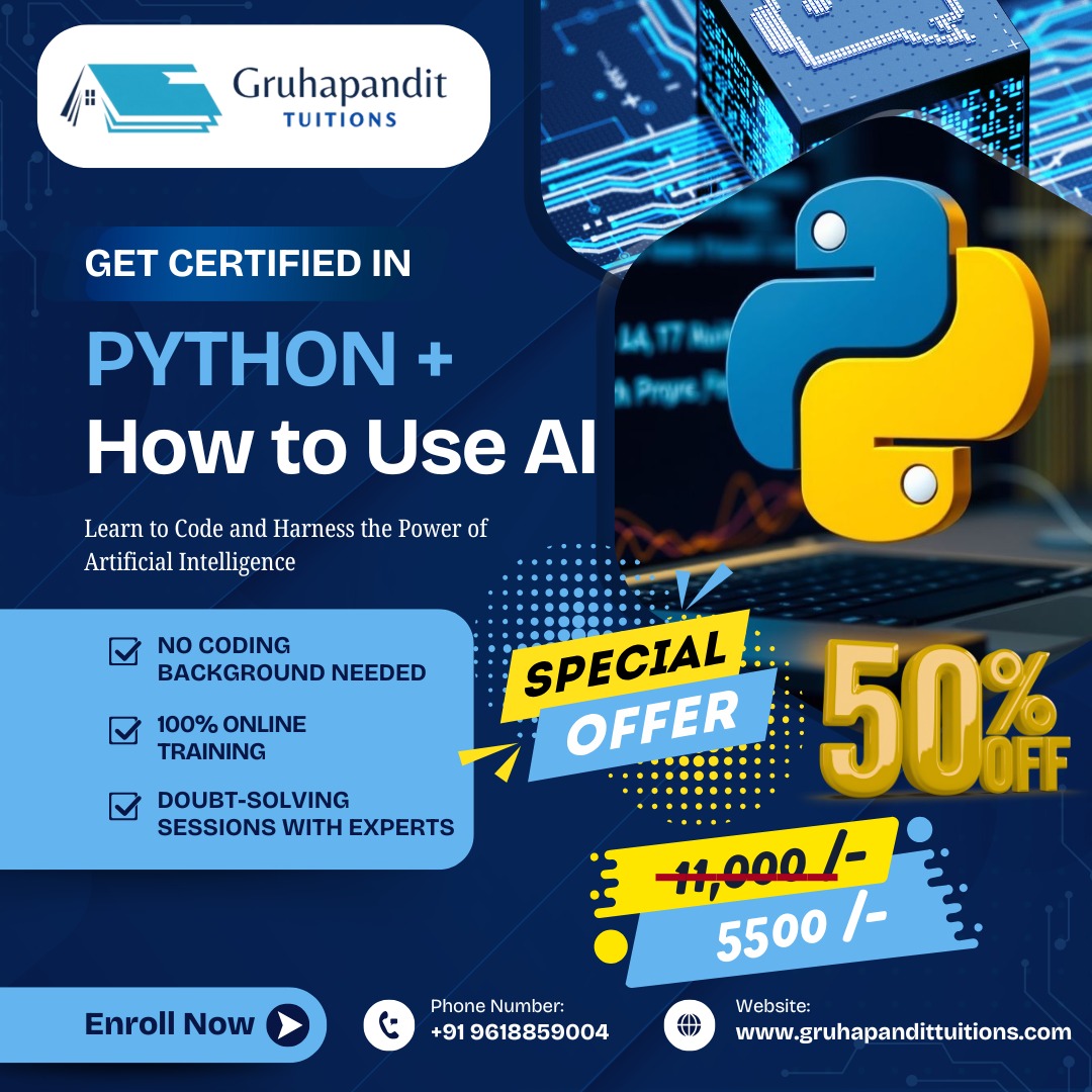 gruhapandi47996's tweet photo. 🚀 Ready to Level Up Your Career?
Get Certified in Python + How to Use AI 🐍🤖
No coding experience? No problem!
💻 100% Online | 📜 Certificate Included | 💬 Expert Guidance

🔥 Offer Alert: Now at just ₹5500 (50% OFF!)

📲 Call: +91 9618859004
🌐 https://t.co/C0I9Gapqga https://t.co/6GO4uJrqRK