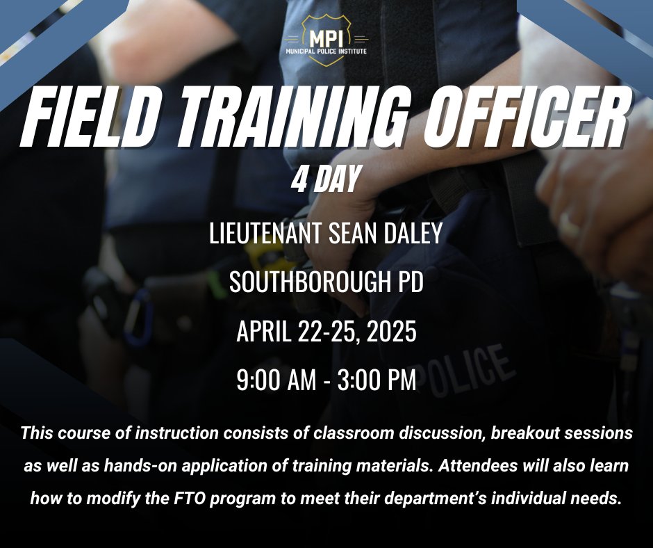 MPITraining's tweet image. Field Training Officer (4 Day)
Click the link below to read more!
mpitraining.com/events/field-t…
#policetraining #police #lawenforcement #lawenforcementtraining #mpi #leadership #massachusetts #training #trainwiththebest