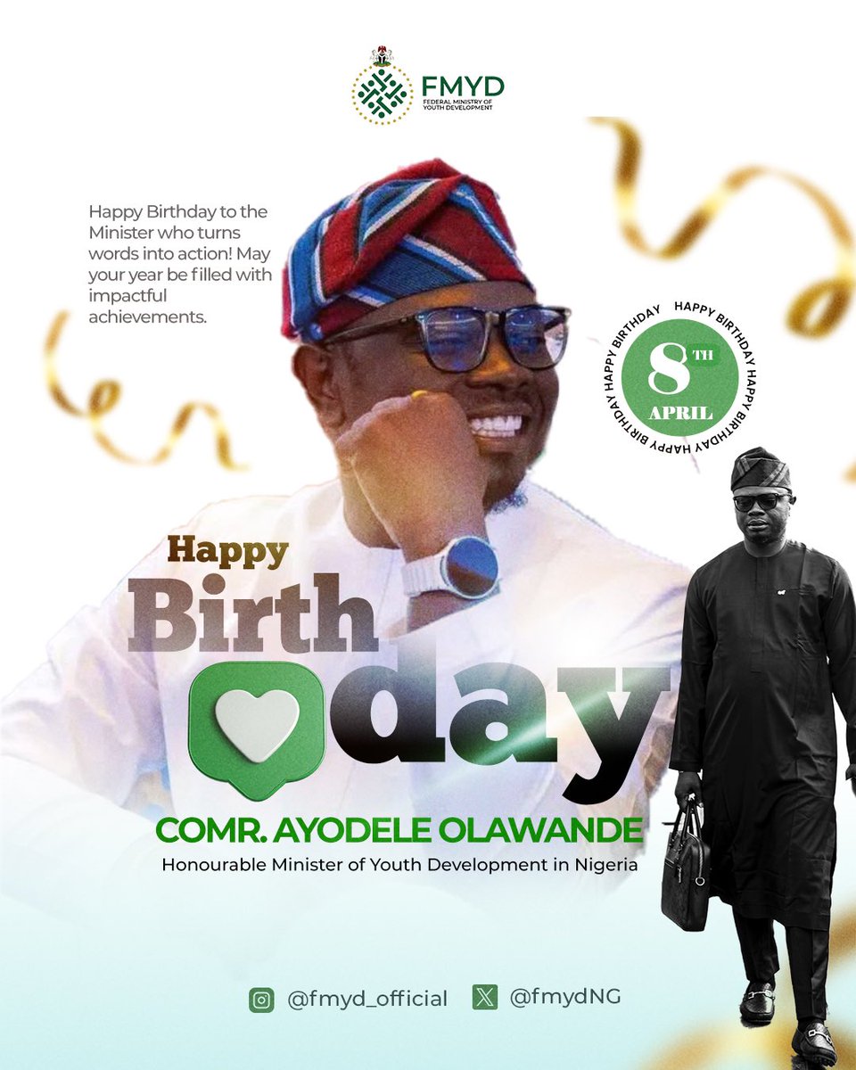 fmydNG's tweet photo. Today, we celebrate a man of honesty, integrity, humility, and vision—a leader who truly embodies the strength, resilience, and aspirations of  Nigerian youths. Happy Birthday, Sir @ayowisdom_ 🎉 https://t.co/jqgnEMdXeQ