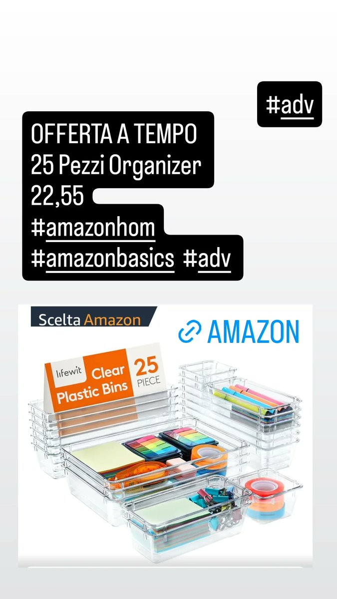 donatda's tweet image. OFFERTA A TEMPO 

25 Pezzi Organizer 

22,55

#amazonhome #amazonbasic #adv

amzlink.to/az096nXZ8LZLh
