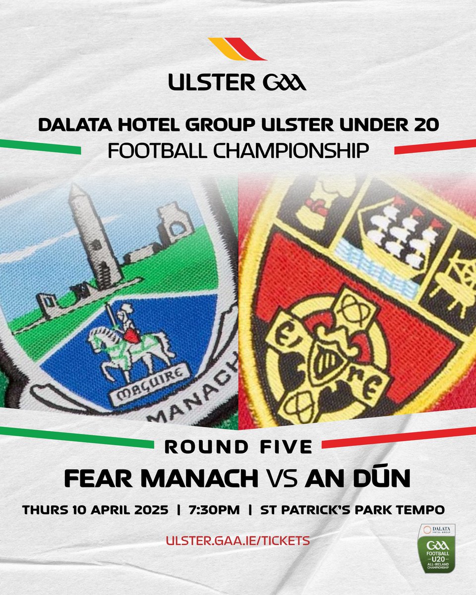 Ulster GAA (@ulstergaa) on Twitter photo ๐ฃ MATCH RESCHEDULED ๐ฃ
Due to a bereavement, tomorrow's Ulster U20 game between Fermanagh and Down has been postponed 24 hours and will now take place as follows:
<a href="/FermanaghGAA/">Fermanagh GAA</a>๐ฉโฌ๏ธ v <a href="/officialdowngaa/">Official Down GAA</a>๐ฅโฌ๏ธ
Thurs 10th April, 7.30pm
St Patrick's Park Tempo <a href="/TempoMaguires/">Tempo Maguires GAC</a>
๐๏ธ ๐ฃ MATCH RESCHEDULED ๐ฃ
Due to a bereavement, tomorrow's Ulster U20 game between Fermanagh and Down has been postponed 24 hours and will now take place as follows:
<a href="/FermanaghGAA/">Fermanagh GAA</a>๐ฉโฌ๏ธ v <a href="/officialdowngaa/">Official Down GAA</a>๐ฅโฌ๏ธ
Thurs 10th April, 7.30pm
St Patrick's Park Tempo <a href="/TempoMaguires/">Tempo Maguires GAC</a>
๐๏ธ